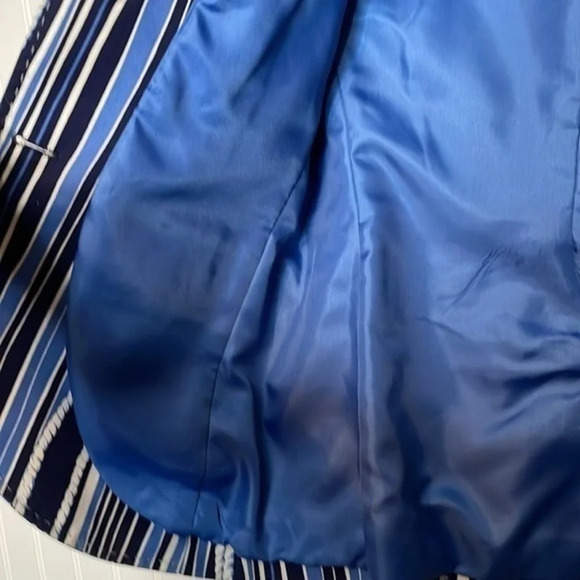 Tommy Hilfiger Blue Beige Women's Nautical Chain Rope Print Blazer Size 10 - Picture 14 of 15